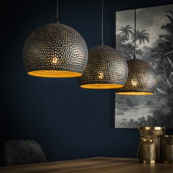 Hanglamp industrieel Aya 3-lichts zwart bruin