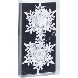 8x stuks kerstboomversiering hangers sneeuwvlokken transparant/wit 11,5 cm - Kersthangers