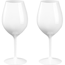 2x Witte of rode wijn glazen 51 cl/510 ml van onbreekbaar wit kunststof - Wijnglazen