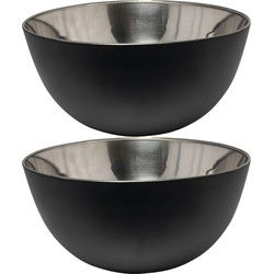 Svenska Living - 2x - Kommetjes/schaaltjes - mat zwart - RVS - D13 x 7 cm - serveerschalen - Serveerschalen