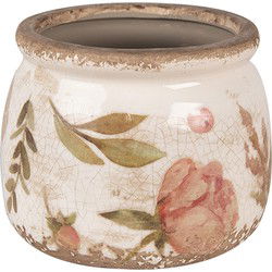 Clayre & Eef Bloempot  Ø 12x10 cm Beige Roze Keramiek Bloemen Bloempot Binnen
