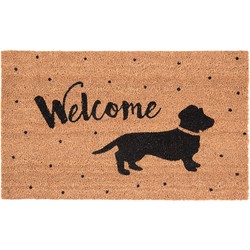 Clayre & Eef Deurmat  75x45 cm Bruin Kokosvezel Rubber Rechthoek Hond Welcome Kokosmat