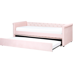 LIBOURNE - Onderschuifbed - Pastelroze - 90 x 200 cm - Polyester