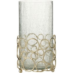 J-line - Kaarshouder Kyev Glas/ijzer Transparant/goud Large - 15.2x15.2x32cm