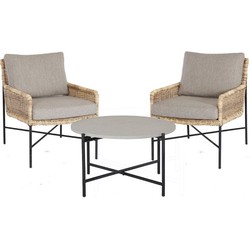 Maison Home Estoril Lounge Set 3Pcs (2X Chair  Carpiano Table 50X50X36Cm)  -  Steel Black