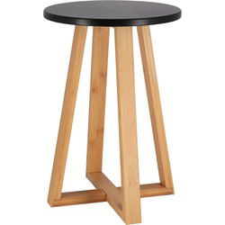 Stevige Bamboe Kruk Badkamerkruk 30x30x43 cm - Bruin/Zwart