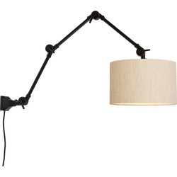 Hang-/Wandlamp Amsterdam - Zwart/Naturel - 100x32x85cm