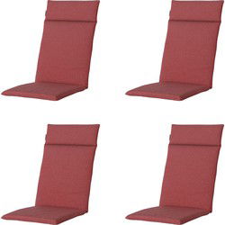 Madison -  Tuinstoelkussen Hoge Rug Manchester red - Ca. 120x50 cm - Set van 4