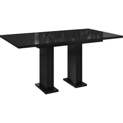 Meubella Eetkamertafel Glamour - Hoogglans zwart - 160 cm - Uitschuifbaar