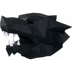 Wizardi Wizardi Wizardi 3D Papercraft Wolf Masker 45x25x31 cm Zwart