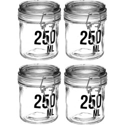 4x stuks inmaakpotten/voorraadpotten 0,25L glas met beugelsluiting - Voorraadpot