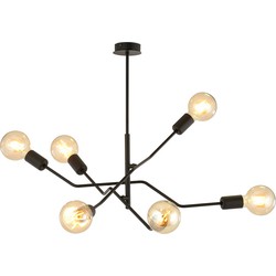 scandinavische plafondlamp Frix Zwart 6-lichts