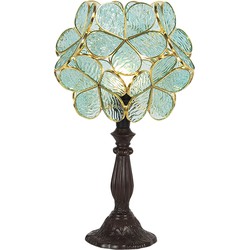 LumiLamp Tiffany Tafellamp  43 cm Groen Glas Bloem Tiffany Bureaulamp