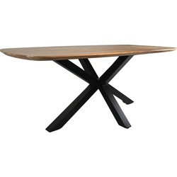 HSM Collection -Ovale tafel Santorini - 220x100x76 - Naturel/zwart - Acacia/meta
