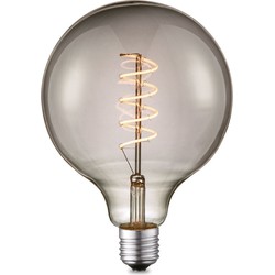 Edison Vintage LED filament lichtbron Globe - Rook - G125 Spiraal - Retro LED lamp - 12.5/12.5/17cm - geschikt voor E27 fitting - Dimbaar - 4W 140lm 1800K - warm wit licht