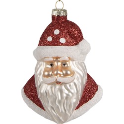 Clayre & Eef Kersthanger Kerstman 12 cm Rood Glas Kerstboomversiering