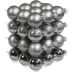36x Glazen kerstballen mat en glans titanium grijs 6 cm - Kerstbal