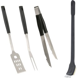 BBQ/barbecue gereedschap set 4-delig RVS inclusief schoonmaakborstel - Barbecuegereedschapset