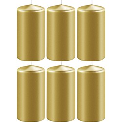 8x Kaarsen metallic goud 6 x 10 cm 36 branduren sfeerkaarsen - Stompkaarsen
