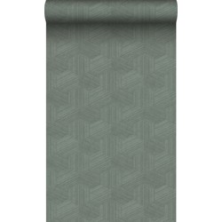 Origin Wallcoverings eco-texture vliesbehang grafisch 3D motief vergrijsd groen - 50 x 900 cm - 347996