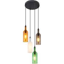 4-lichts hanglamp fles optiek | Metaal / Glas | 38 x 38 x 118 cm | Woonkamer | Restaurant sfeer