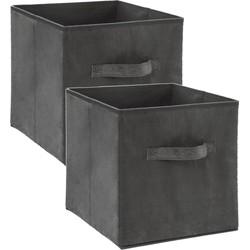 Set van 2x stuks opbergmand/kastmand 29 liter donkergrijs polyester 31 x 31 x 31 cm - Opbergmanden