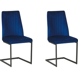 LAVONIA - Eetkamerstoel set van 2 - Marineblauw - Fluweel