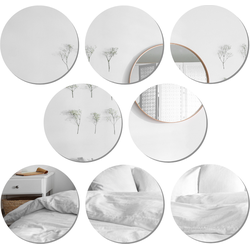 MISOU Plakspiegel - 8 stuks - 20x20cm - Deurspiegel Hangend - Zelfklevende spiegel - Wandspiegel - Rond - Wanddecoratie - Miroir Mural
