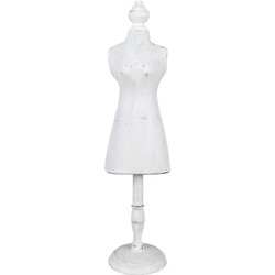 Clayre & Eef Sieraden Standaard  13x11x51 cm Wit Hout Display Paspop