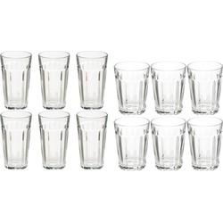 Set 12x stuks Lorenz-serie water/drink glazen 250 en 350 ml van glas - Drinkglazen