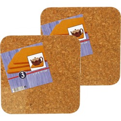 9x stuks vierkante pannen/schalen onderzetters van kurk - 19 x 19 cm - Panonderzetters