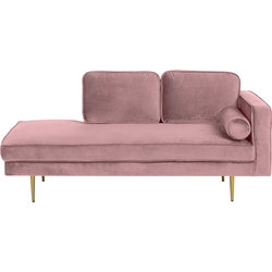 Beliani MIRAMAS - Chaise longue-Roze-Fluweel