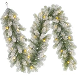 Black Box Trees Nigata Guirlande met Warm Witte LED Verlichting - L180 cm - Groen Frosted