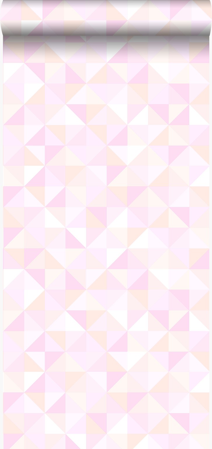 Lief Trechter webspin typist Origin behang driehoekjes pastel roze. pastel perzikoranje en licht gl -  Origin - luxury wallcoverings - | HomeDeco.nl