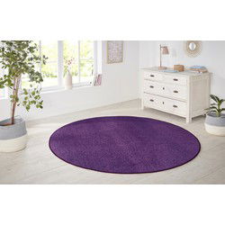 Rond Laagpolig Effen Uni Vloerkleed - Nasty - Paars - 200cm rond Ø