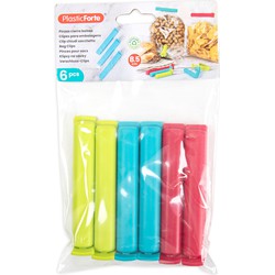 Plasticforte 6x afsluitclips / vershoudclips - 8 cm - keuken/voedsel zakjes afsluiten - Vershoudknijpers