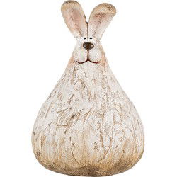 Clayre & Eef Decoratie Beeld Konijn 10x9x14 cm Beige Kunststof