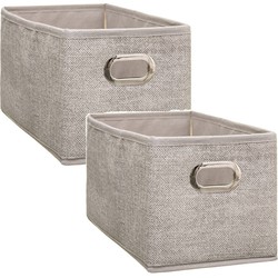 Set van 2x stuks opbergmand/kastmand 7 liter beige linnen 31 x 15 x 15 cm - Opbergmanden