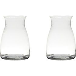 Hakbijl glass transparante home-basics bloemenvaas - 2x - h20 x d14 cm - Vazen