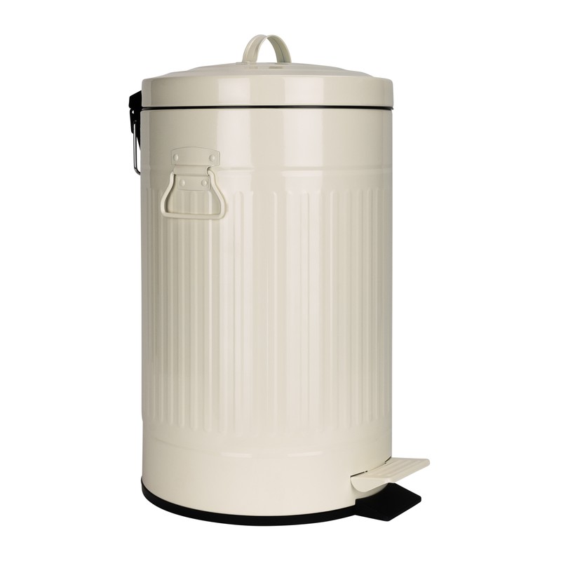 QUVIO Prullenbak retro - 12 L - Metaal - Beige - 