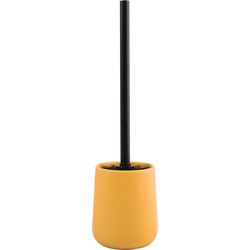 MSV Toiletborstel in houder/wc-borstel Malmo - keramiek/rvs - saffraan geel/zwart - 39 x 10 cm - Toiletborstels