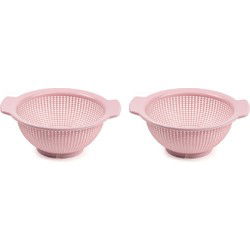 PlasticForte Vergiet - 2x - kunststof - zeep - D23 x H10 cm - roze - Vergieten