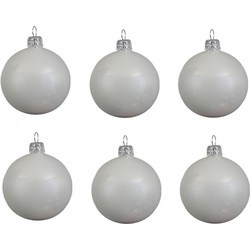 30x Glazen kerstballen glans winter wit 8 cm kerstboom versiering/decoratie - Kerstbal