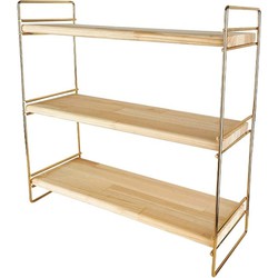 Concorde keukenrek/opbergrek/aanrecht organizerA - goud - 40 x 16 x 40 cm - hout - Keukenkastorganizer