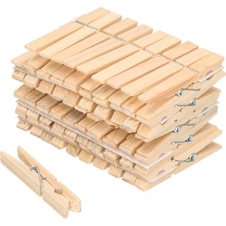 50x Wasgoedknijpers naturel van hout - Knijpers