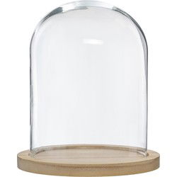 Atmosphera glazen stolp op houten plateau - glas - D23 x H29.5 cm - Decoratieve stolpen