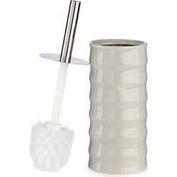 Toiletborstel/wc-borstel kiezelgrijs gestreept keramiek 31 cm - Toiletborstels