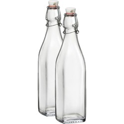 2x Limonadeflessen/waterflessen transparant 250 ml vierkant - Weckpotten