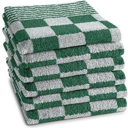 Keukenhanddoek | Set van 6 stuks | Van Badstof | 50x50cm | Katoen | Keukendoek | Horecakwaliteit | Groen-Wit