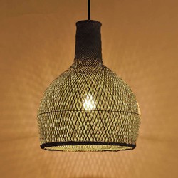 Groenovatie Bamboe Hanglamp, Handgemaakt, Zwart, ⌀40 cm